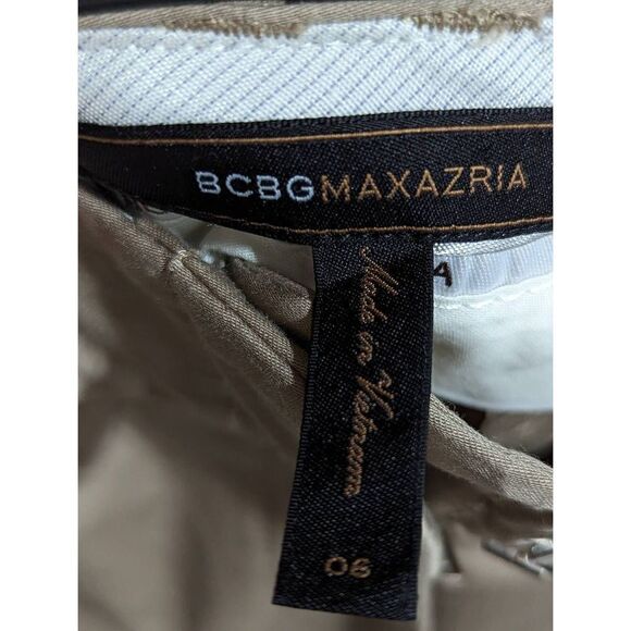 BCBGMaxazria Women's Khaki Mid-Rise Wide Leg Trouser Pants Size 6 - Picture 7 of 7